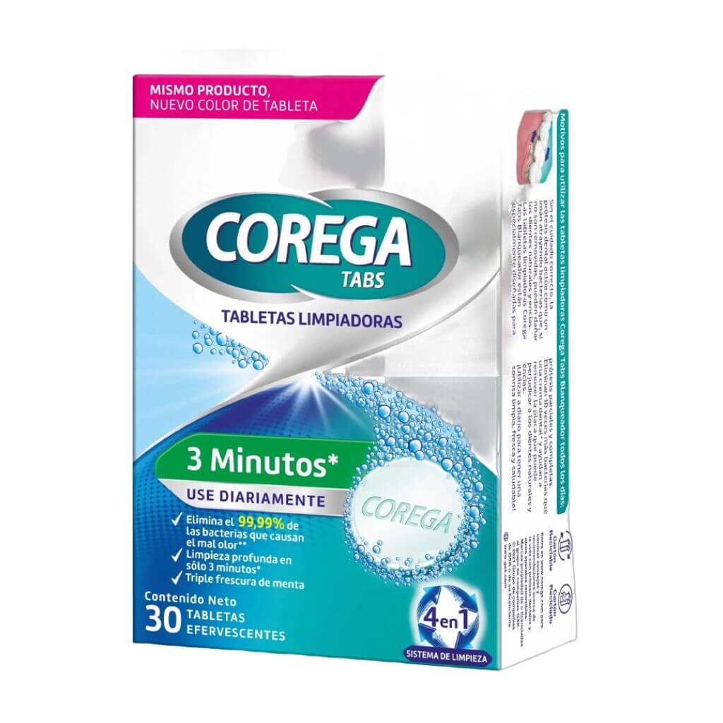 Corega Tabs Limpiadoras 3 Minutos x 30 Unidades