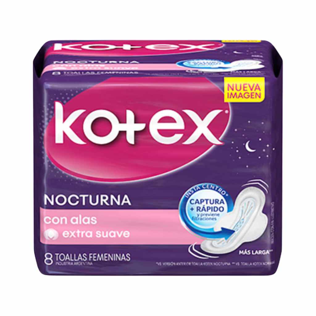 Kotex Toalla Nocturna Con Alas x 8 Comp