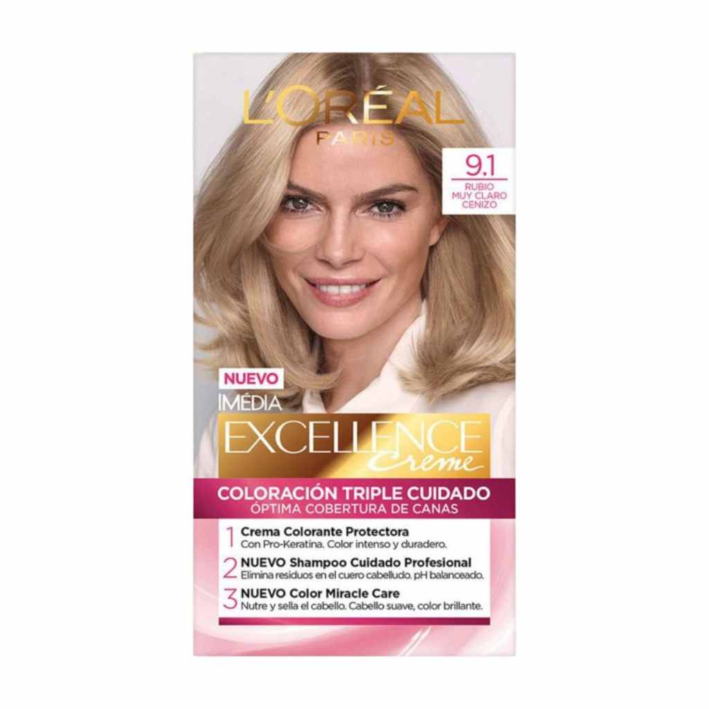 Loreal Excellence 9.1 Rubio Muy Claro Cenizo