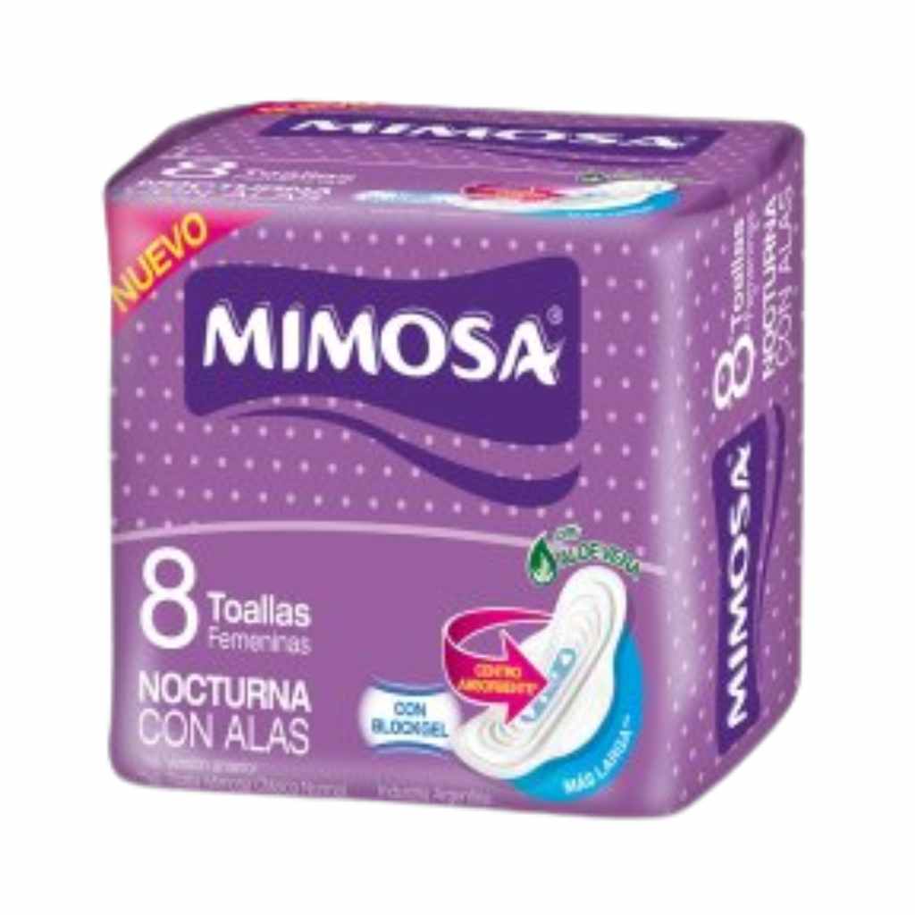 Mimosa Toalla Nocturna Con Alas x 8 Unidades